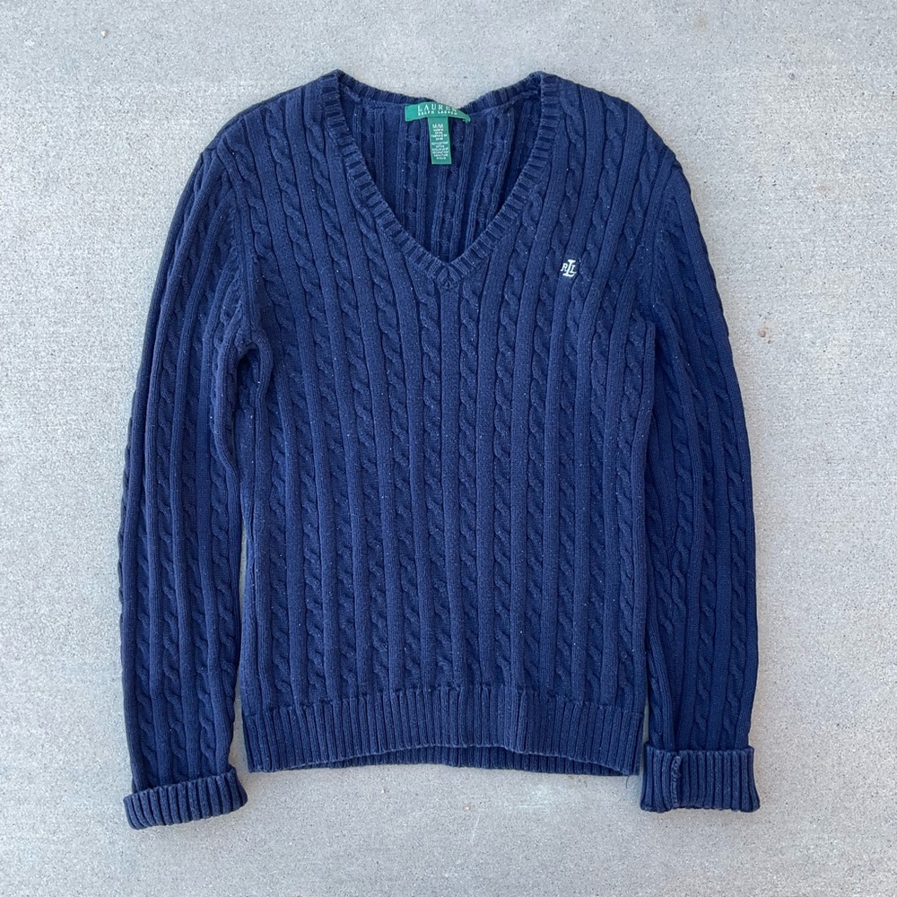 Navy Ralph Lauren cable knit sweater
